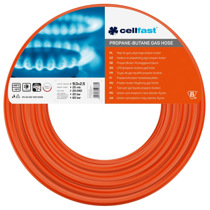 Manguera de gas propano-butano a presión 9mm x 2,5mm Cellfast 25m