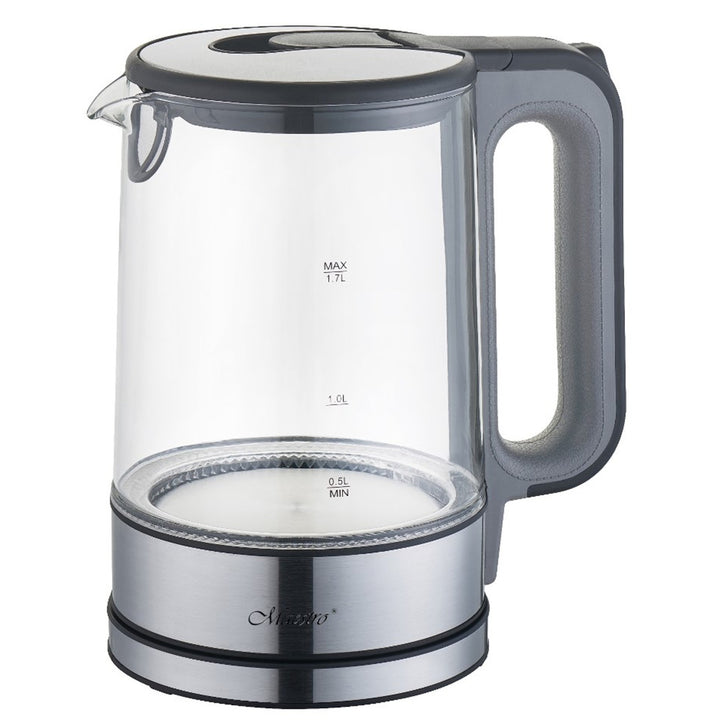 Hervidor eléctrico de vidrio con luz interior 1,7L Base de 360 grados Apagado automático Filtro anticalcáreo Indicador de nivel de agua 220-240V, ~50Hz, 2200W