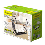 Escorredor de louça com 2 prateleiras Escorredor de louça com base de vidro e porta talheres Preto (43cm)