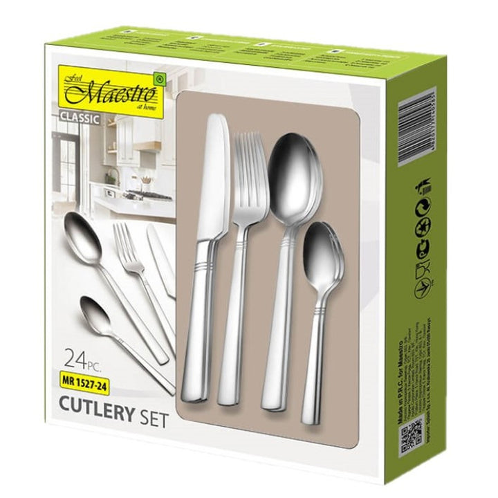 Maestro Juego de cubiertos 24 piezas para 6 personas de acero inoxidable color plata