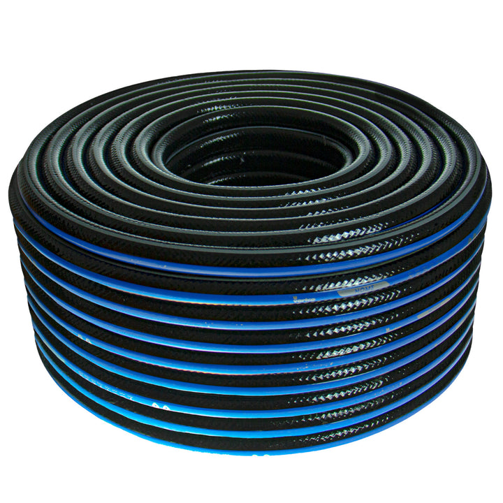 Manguera de agua de 4 capas Manguera de riego de jardín Manguera flexible de poliéster trenzado cruzado resistente a los rayos UV 25 Bar 1/2" 20m