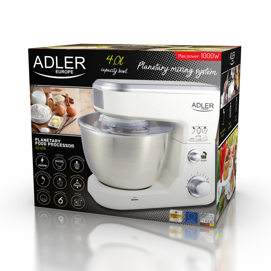 Procesador de alimentos planetario 1000W Adler AD 4216 - 6 velocidades