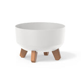 Prosperplast Gracia Maceta baja con patas desmontables incl. inserto para uso interior y exterior Jardinera redonda de plástico resistente a los rayos UV (235mm, Blanco) ...