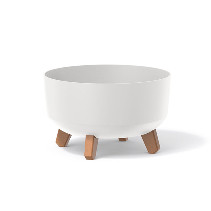 Prosperplast Gracia Maceta baja con patas desmontables incl. inserto para uso interior y exterior Jardinera redonda de plástico resistente a los rayos UV (285mm, Blanco) ...