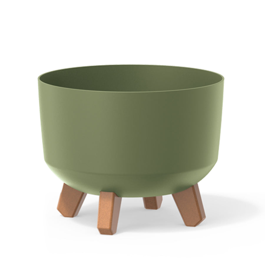 Vaso de flores padrão Gracia com pernas removíveis incl. Inserção para uso interno e externo Plantador de plástico redondo (238 mm, verde)