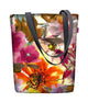 Bolsa de Ombro Sunny com Zíper Feminina Shopper 36x40 cm (cabe em A4) Sacola Bolsa de Tecido com Motivo de Jardim