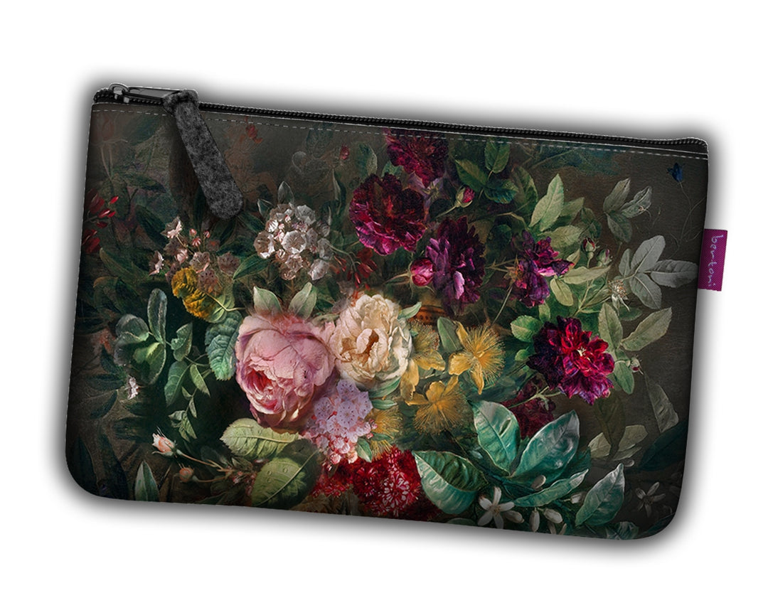 Bolsa de fieltro organizadora de aseo con cremallera Bolsa de cosméticos para organizar el maquillaje Ramo de flores