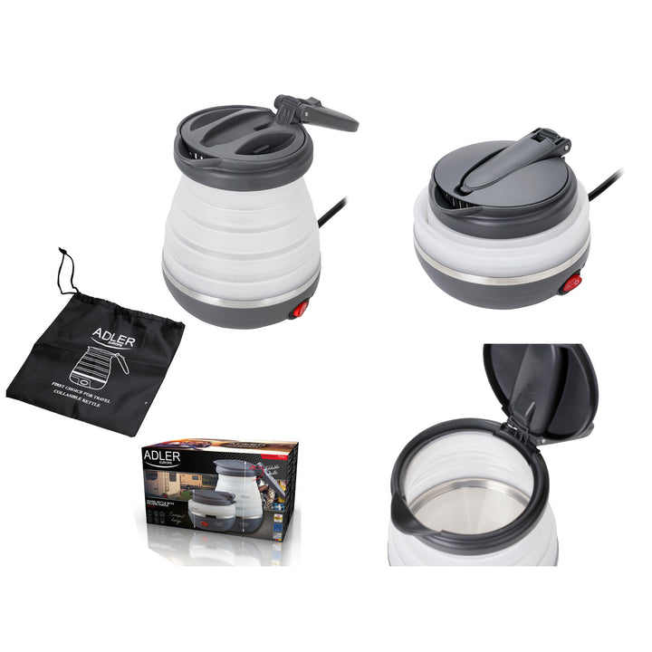 Chaleira de viagem em silicone Adler AD 1370 0,6L (versão Reino Unido)