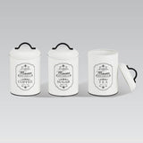 Paris 3 peças de latas de armazenamento conjunto de latas de armazenamento de metal açúcar café chá recipiente de cozinha açúcar café chá 3x Ø11.3x18.5cm branco/preto