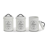 Paris 3 peças de latas de armazenamento conjunto de latas de armazenamento de metal açúcar café chá recipiente de cozinha açúcar café chá 3x Ø11.3x18.5cm branco/preto