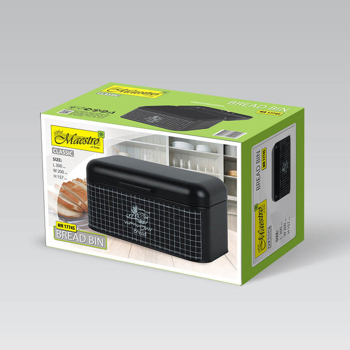 Maestro MR-1774-S Panera con tapa 30x20x15,7 cm Acero Negro