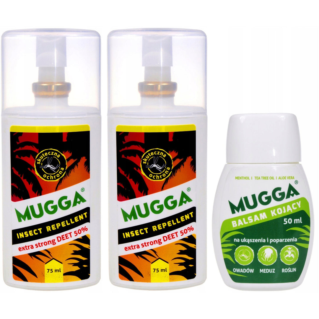 Conjunto Mugga 2x Spray Mugga 50% 75ml + Loção calmante Mugga 50ml