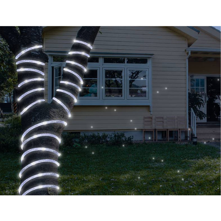 Cordão decorativo ML54SZ 100 LED 10m com glitter prata branco frio IP44