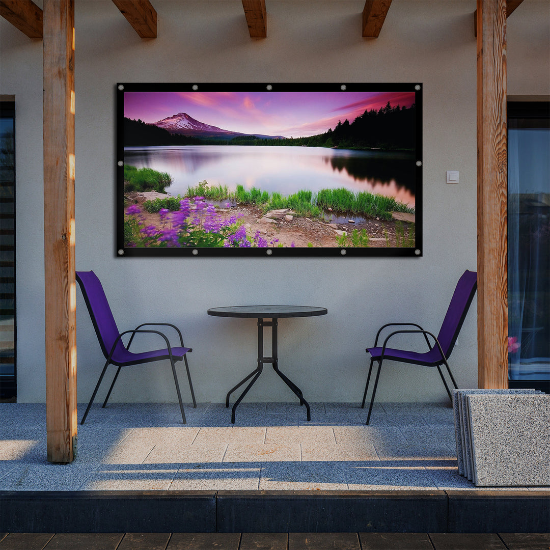 Maclean MC-982 Tela de projeção 120 "Tela dobrável 265x149cm Ângulo de visão 179 ° Ganchos de tensão Quadro 25mm 16:9