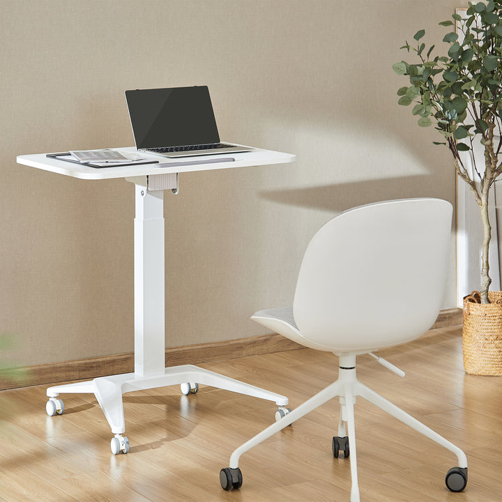 Mesa para portátil Maclean MC-453W, regulação pneumática em altura, 80 x 52 cm, 8 kg máx., 109 cm de altura, branca