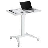 Mesa para portátil Maclean MC-453W, regulação pneumática em altura, 80 x 52 cm, 8 kg máx., 109 cm de altura, branca