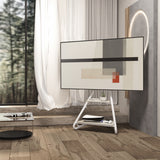 Suporte de TV de canto independente Maclean MC-455, estilo Bauhaus, prateleiras de madeira de dois níveis, máx. 40 kg, 37-75''