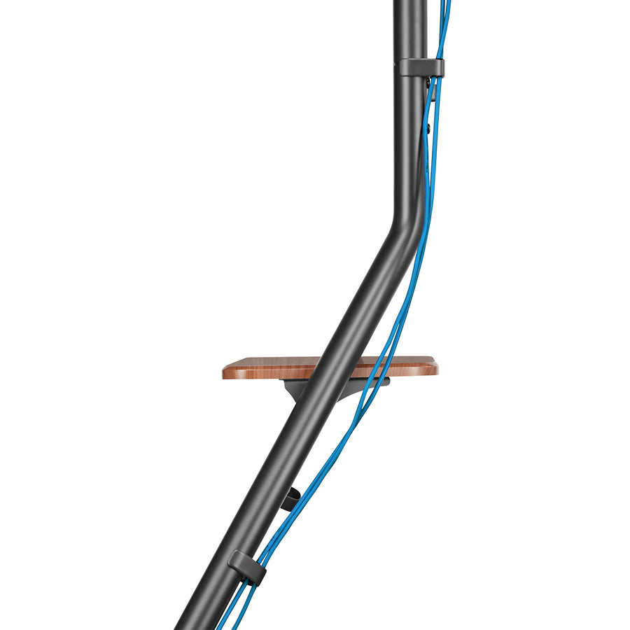 Suporte de TV de canto independente Maclean MC-455, estilo Bauhaus, prateleiras de madeira de dois níveis, máx. 40 kg, 37-75''