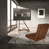 Suporte de TV de canto independente Maclean MC-455, estilo Bauhaus, prateleiras de madeira de dois níveis, máx. 40 kg, 37-75''