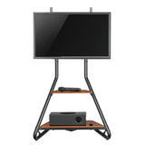 Suporte de TV de canto independente Maclean MC-455, estilo Bauhaus, prateleiras de madeira de dois níveis, máx. 40 kg, 37-75''
