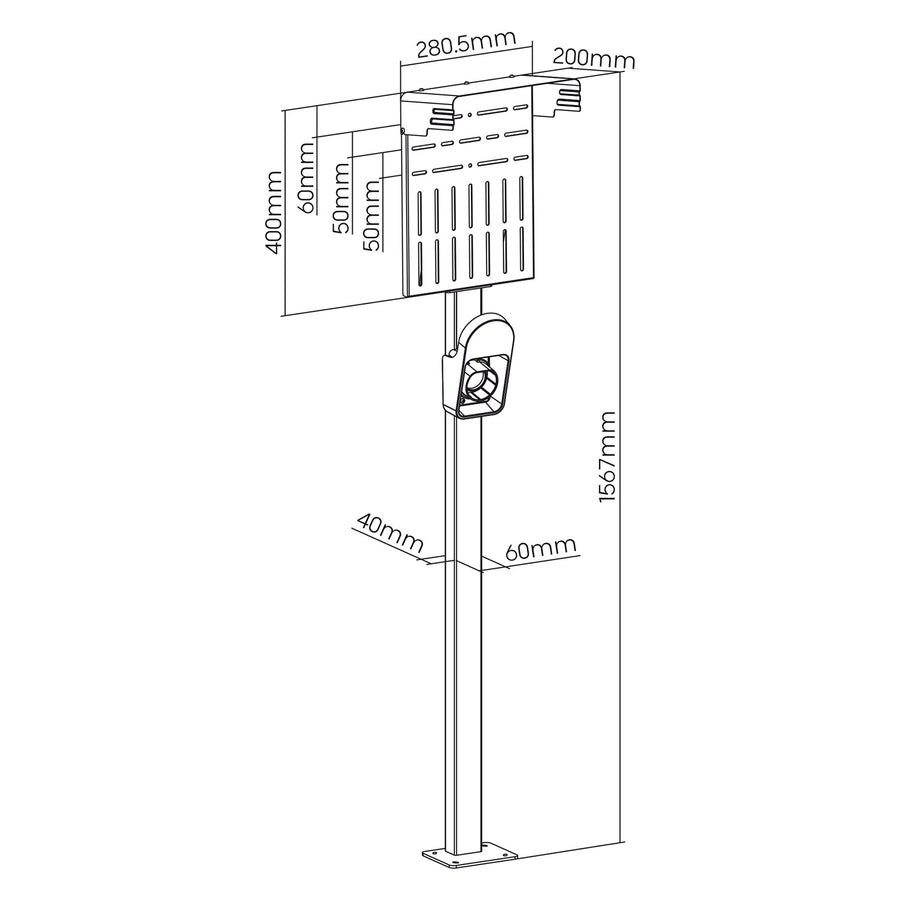 Maclean MCE456 Soporte Externo para Cargadores de Vehículos Eléctricos y PHEV, Acero, máx. 15 kg