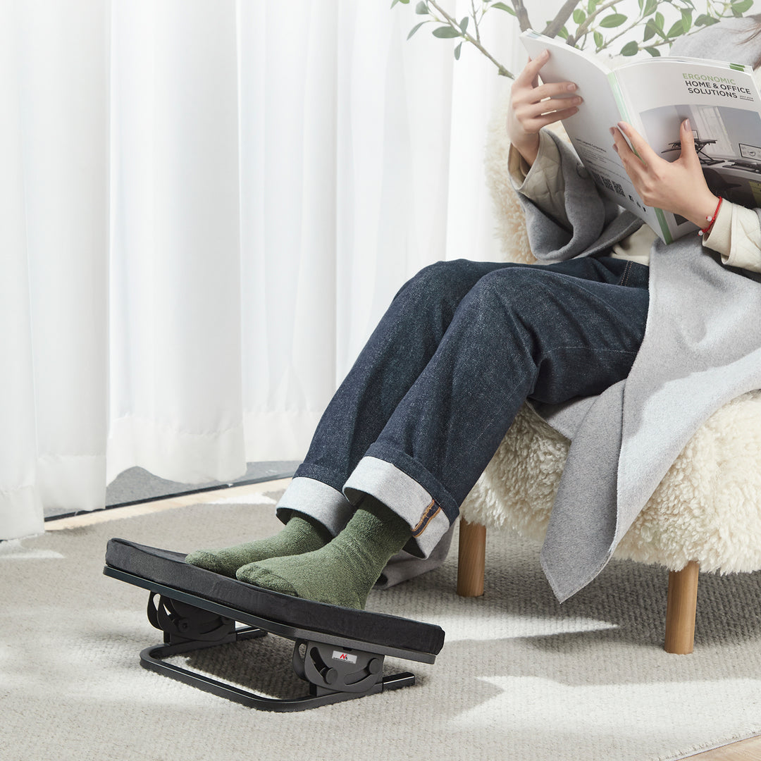 Apoio ergonómico para os pés Maclean MC-460, apoio para as pernas, ângulo infinitamente ajustável, almofada removível
