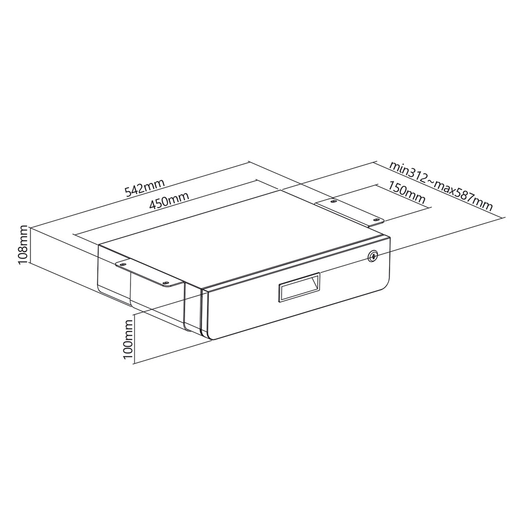 Organizador de gavetas ergonómico com fecho para secretária Maclean MC-461, preto, máx. 5 kg