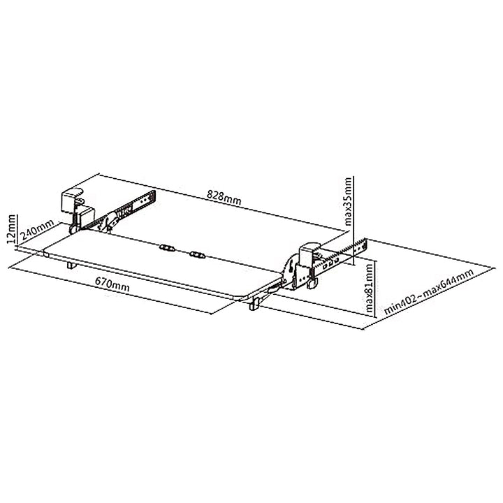 Suporte para teclado Maclean MC-462 sob a mesa, ajustável, máx. 5 kg, 67 x 24 cm