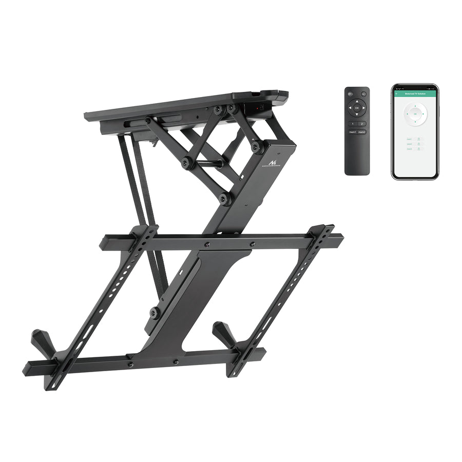 Maclean MC-880T - Suporte de TV elétrico inclinável (32-70") com controlo por aplicação, para tetos inclinados, inclui comando, até 35 kg, VESA 600 x 400 cm