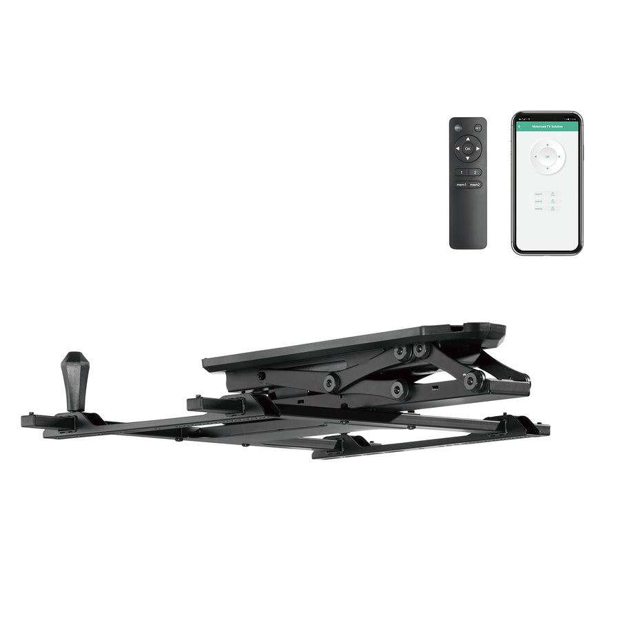 Maclean MC-880T - Suporte de TV elétrico inclinável (32-70") com controlo por aplicação, para tetos inclinados, inclui comando, até 35 kg, VESA 600 x 400 cm