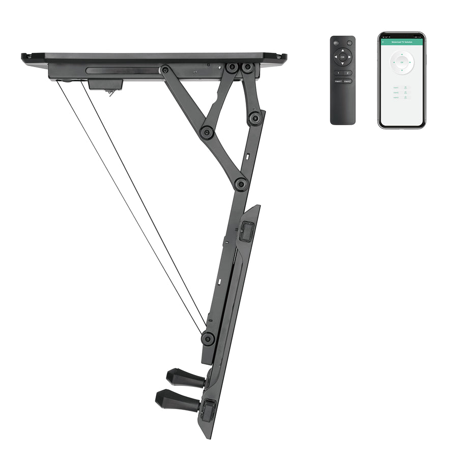 Maclean MC-880T - Suporte de TV elétrico inclinável (32-70") com controlo por aplicação, para tetos inclinados, inclui comando, até 35 kg, VESA 600 x 400 cm