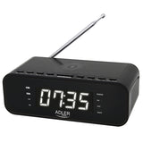 Adler AD 1192B Radio Despertador FM con Cargador Inalámbrico, Bluetooth