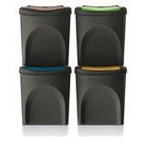 Juego de cubos de reciclaje Keden Sortibox 4x25L negro