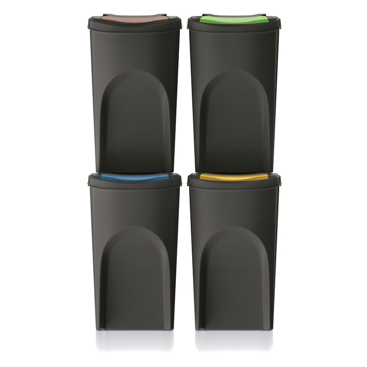 Contentor de reciclagem Keden Sortibox 4x35L preto