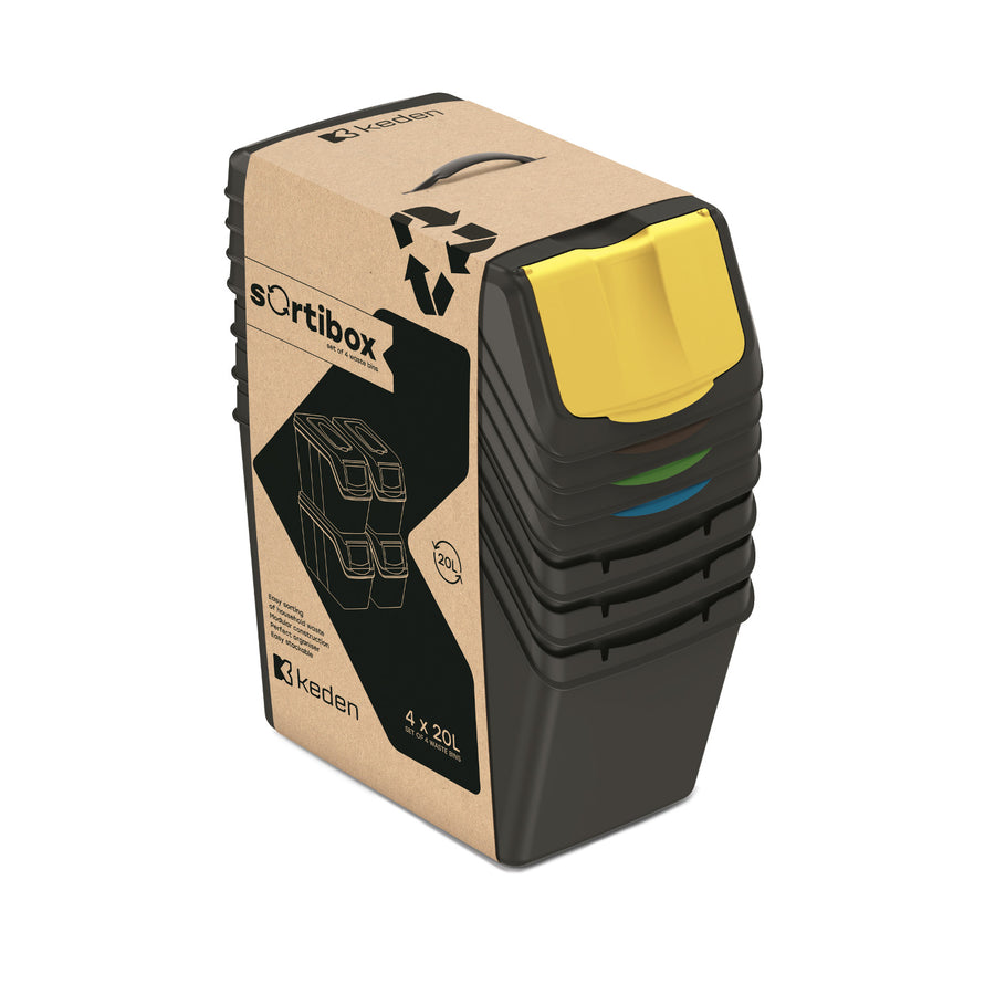 Keden SORTI BOX Conjunto de caixotes 4x20l Lixeiras - pretas