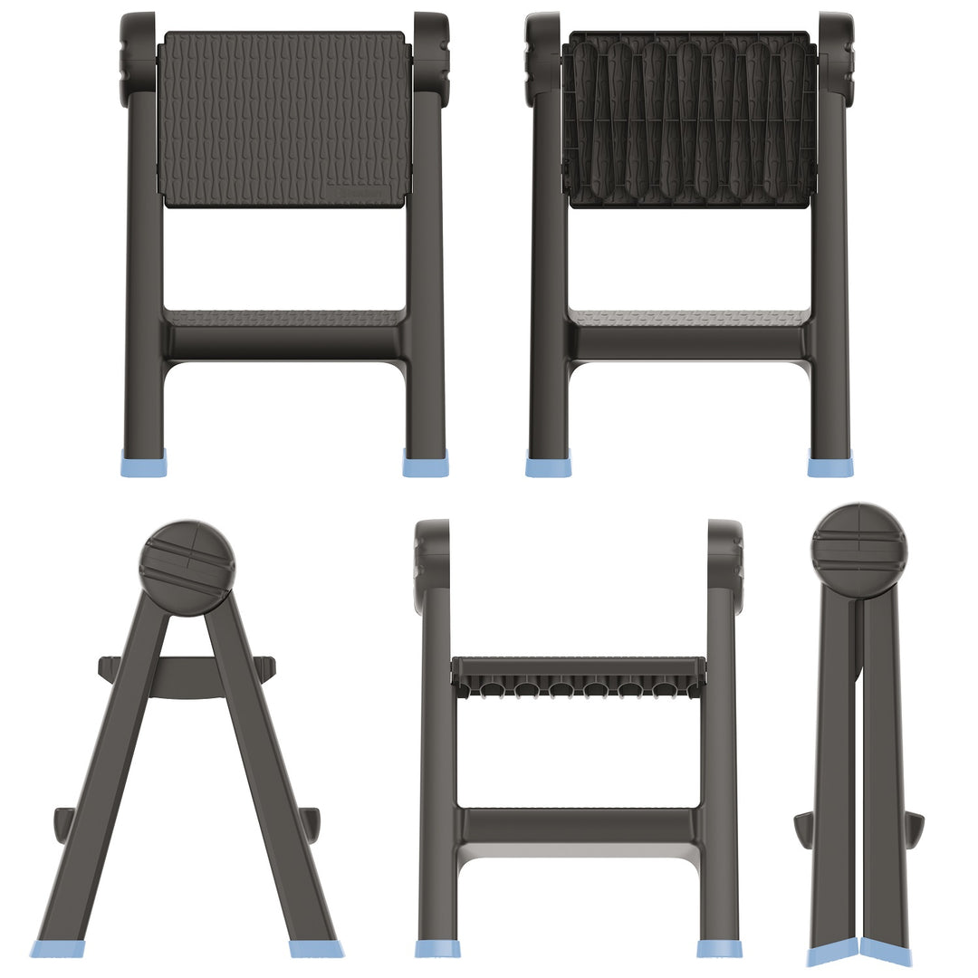 Escalera Keden Titan Escalera plegable con 2 peldaños Escalera de taller Cargable hasta 150kg plástico antideslizante 47x43x63 cm
