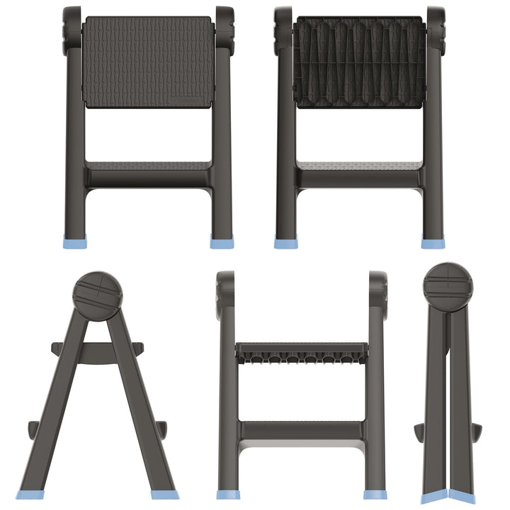 Escalera Keden Titan Escalera plegable con 2 peldaños Escalera de taller Cargable hasta 150kg plástico antideslizante 47x43x63 cm