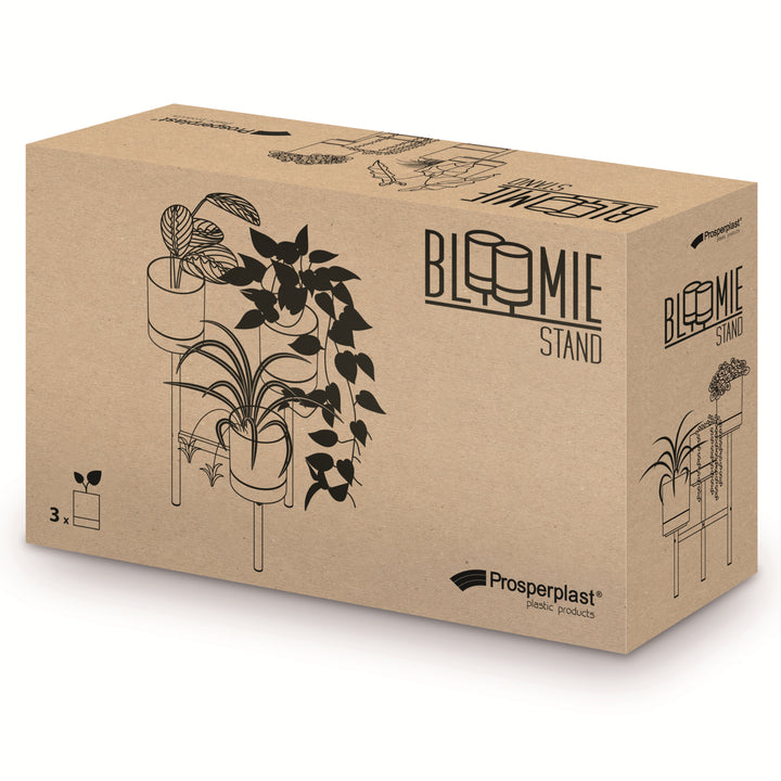 Prosperplast Bloomie Stand Vaso de flores de três pernas com 3 vasos 54cm x 49 x 80,5cm Estrutura de metal branco