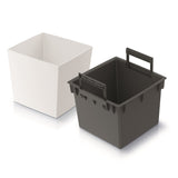 Vaso de flores baixo quadrado Prosperplast Urbi com bandeja DURS240L-S449 - branco