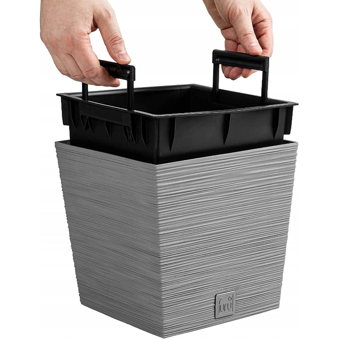 Prosperplast Furu Vaso baixo quadrado com inserção DFS240-422U - cor concreto (cinza)