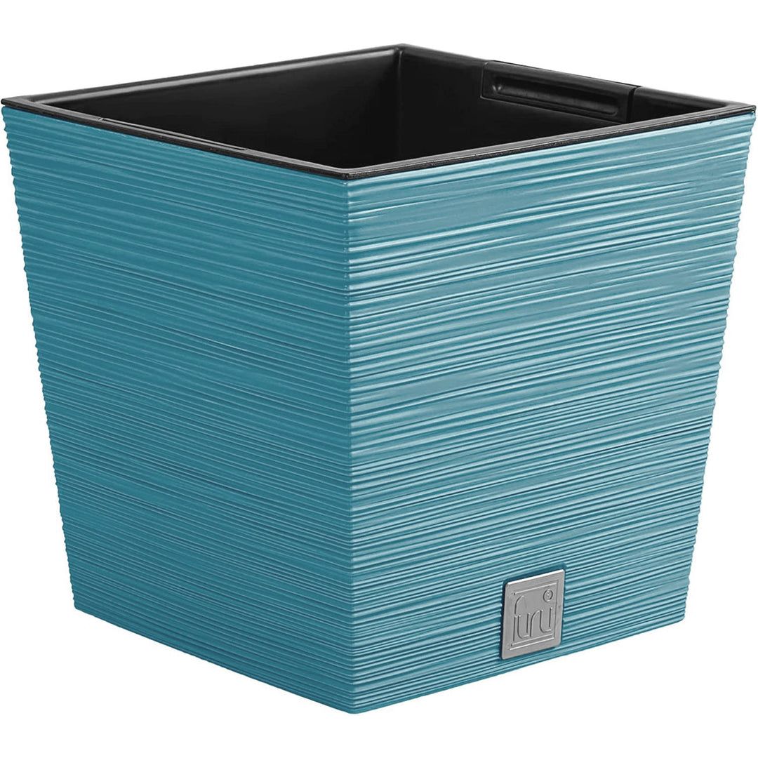 Plantadora quadrada baixa Prosperplast Furu com forro DFS240-5415C - cor azul escandinavo