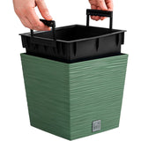 Plantadora quadrada baixa Prosperplast Furu com inserção DFS240-5615C - cor verde terra