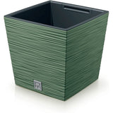 Plantadora quadrada baixa Prosperplast Furu com inserção DFS240-5615C - cor verde terra