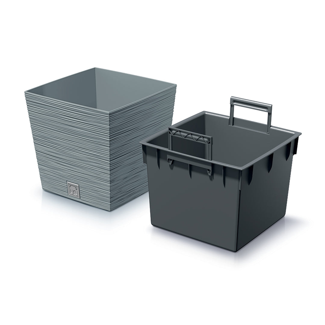 Vaso baixo Prosperplast Furu Square com inserto DFS300-422U - cor concreto (cinza)