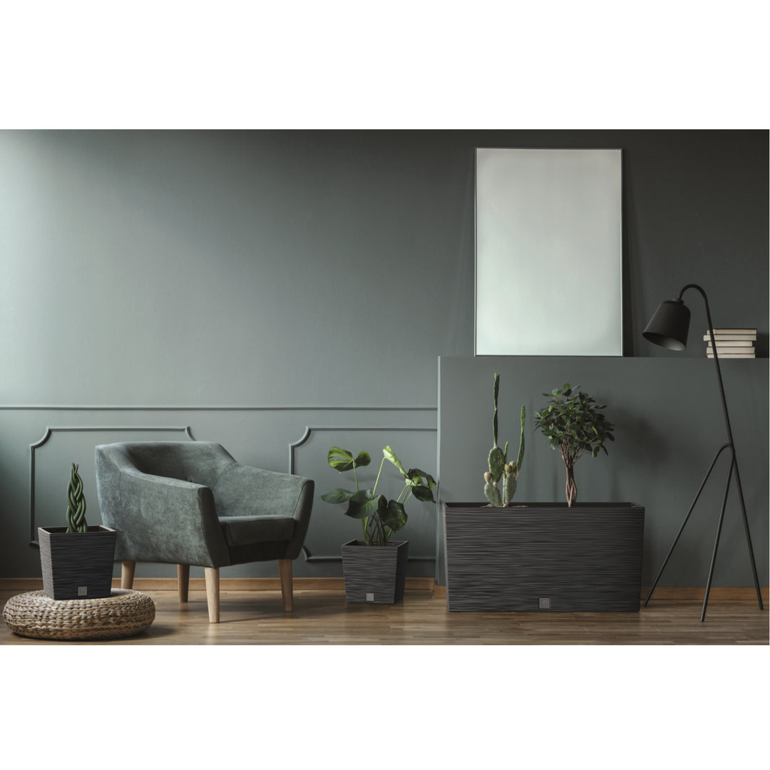 Prosperplast Furu Case Meia Floreira com Vaso Floreira com Vaso para Plantas de Interior e Exterior Plástico Resistente Retangular 77x23,5x40,6cm (Antracite)