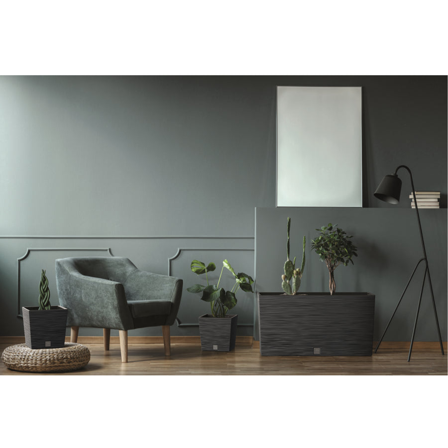 Prosperplast Furu Case Medio Jardinera con Maceta Macetero con Tiesto para Plantas Interior y Exterior Plástico Resistente Rectangular 77x23,5x40,6cm (Antracita)