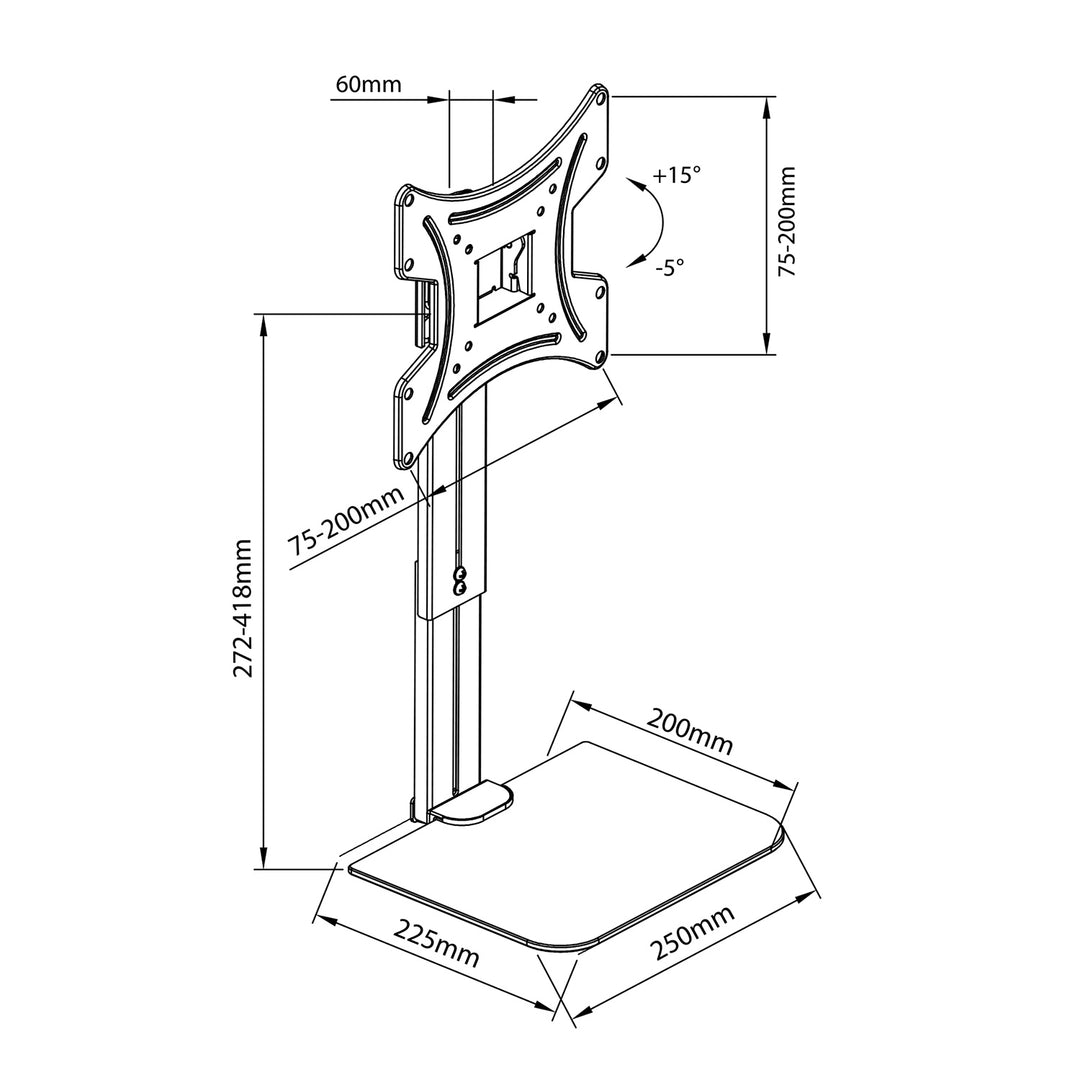 Soporte de pared para TV con estante Maclean, máx. 20 kg, máx. VESA 200x200, para TV de 15-42", MC-451