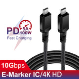 Cabo Maclean MCE492 2 x USB-C 100W Compatível com transferência de dados PD até 10Gbps 5A Preto Comprimento 2m