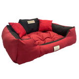 Cama para cães e gatos KingDog com duas almofadas Almofada para cães Cesta para animais de estimação Material de PVC lavável à prova d'água (3XL 145x115cm, vermelho)