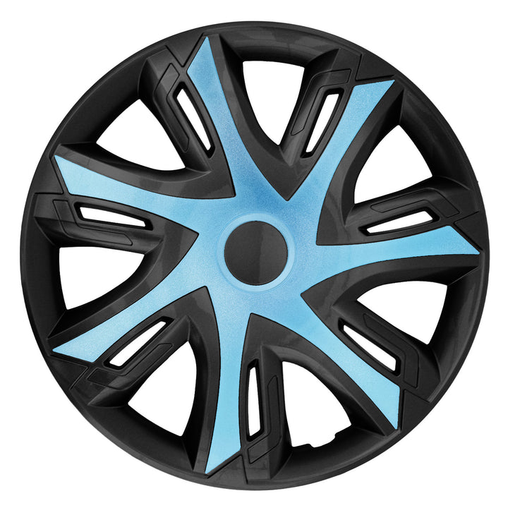 Tapacubos NRM N-Power para Llantas de Acero Embellecedores de Rueda Bicolor Juego de 4 para Vehículo KFZ Plástico ABS (Azur/negro, 14")